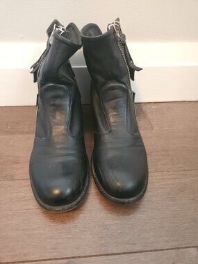 GIUSEPPE ZANOTTI black leather moto boots